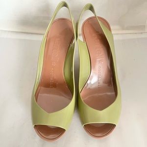 Kartell peep toe sling back wedge heel shoes EU36 US6